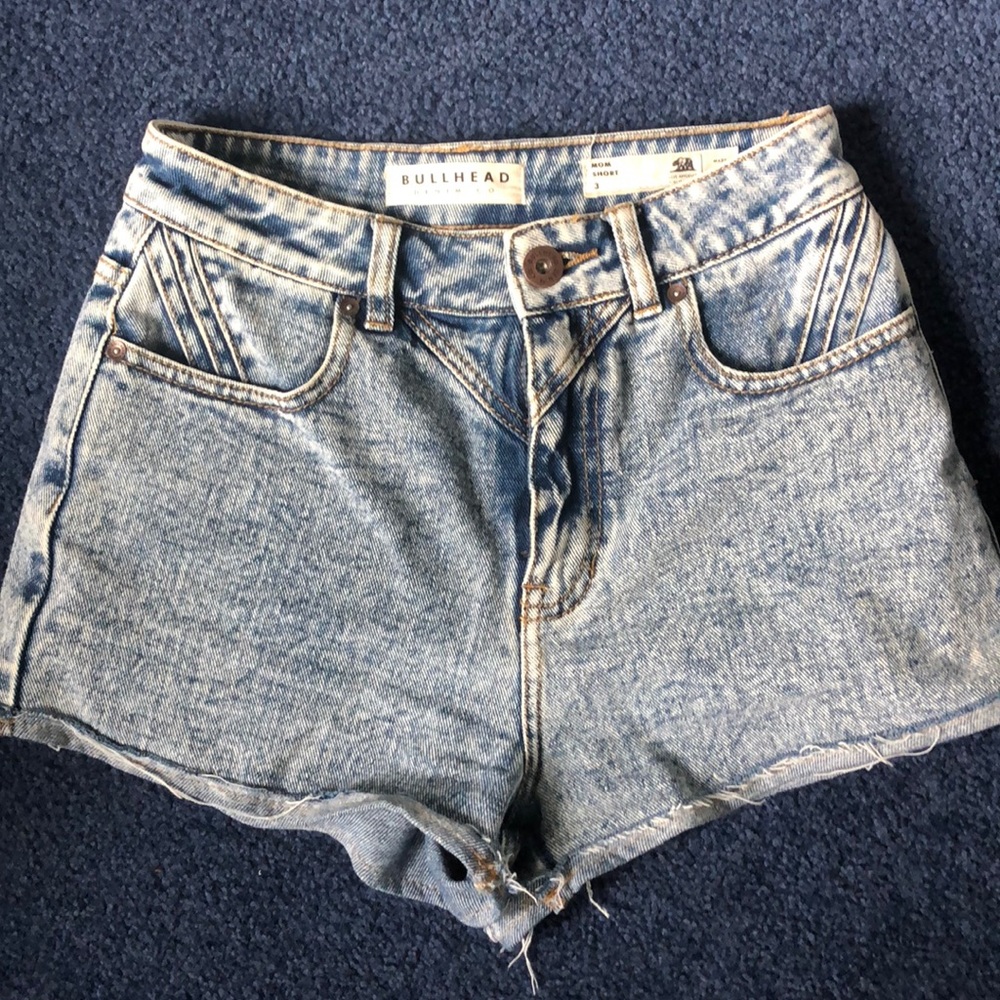 Denim acid wash shorts
